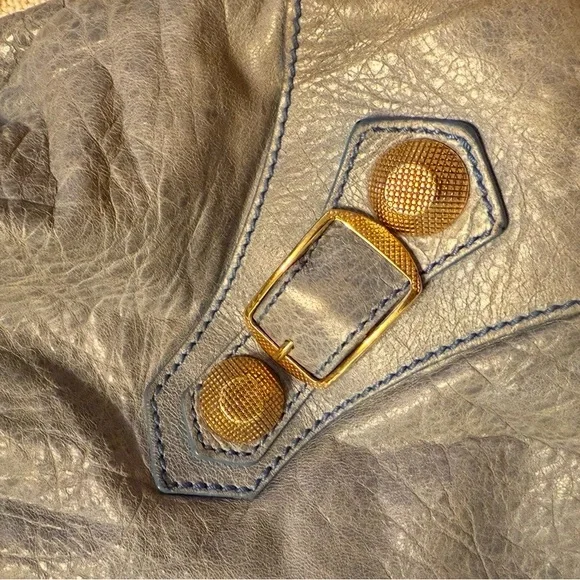 Balenciaga GGH Brief Bag Light Blue Handbag with Gold Accents - Picture 9 of 15